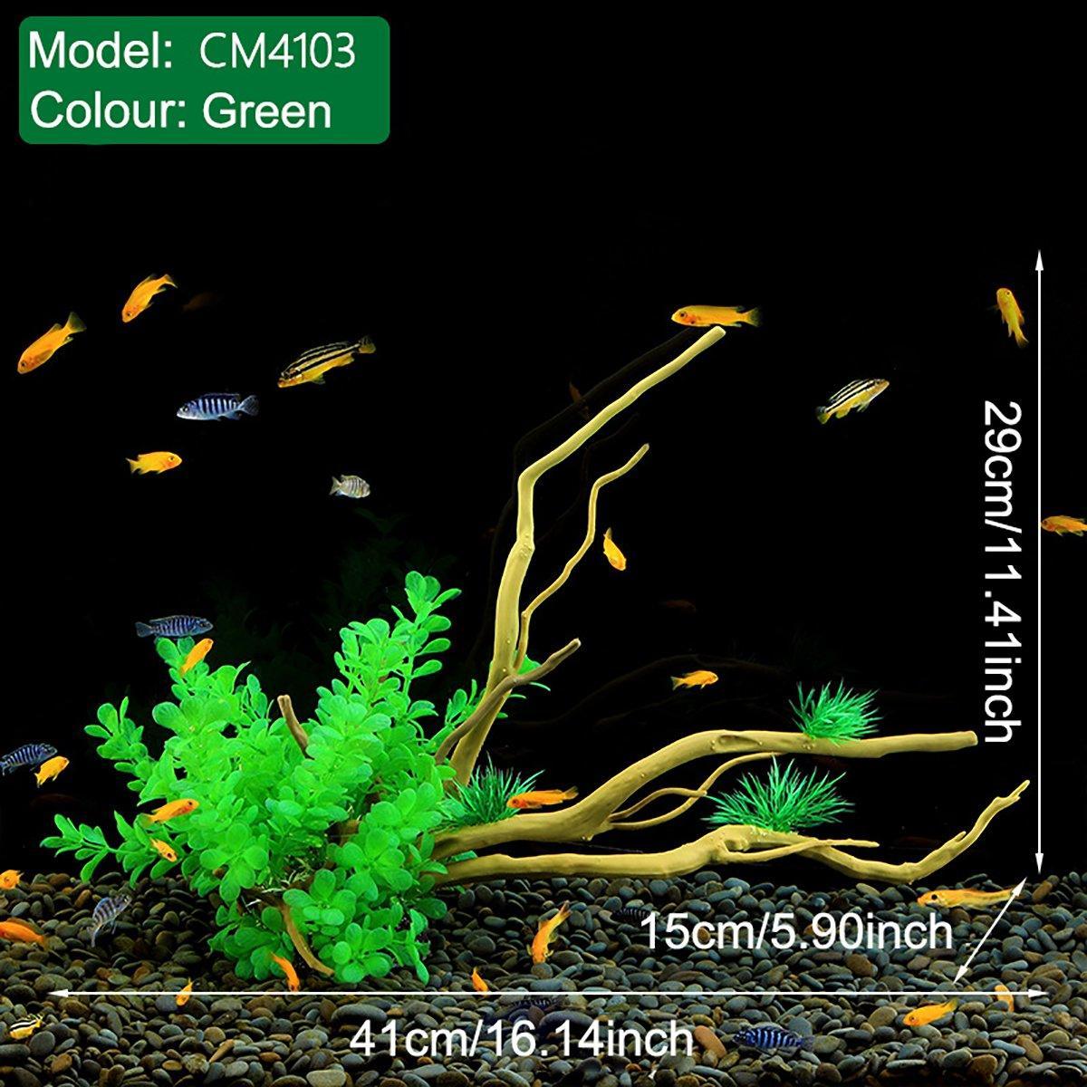 Aquarium Decoration Set with Artificial Wood and Plants - CM2401-Green - view 25