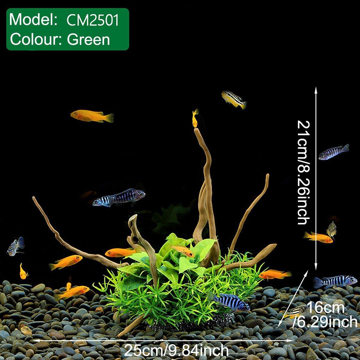Aquarium Decoration Set with Artificial Wood and Plants - CM2502-Green - view 18