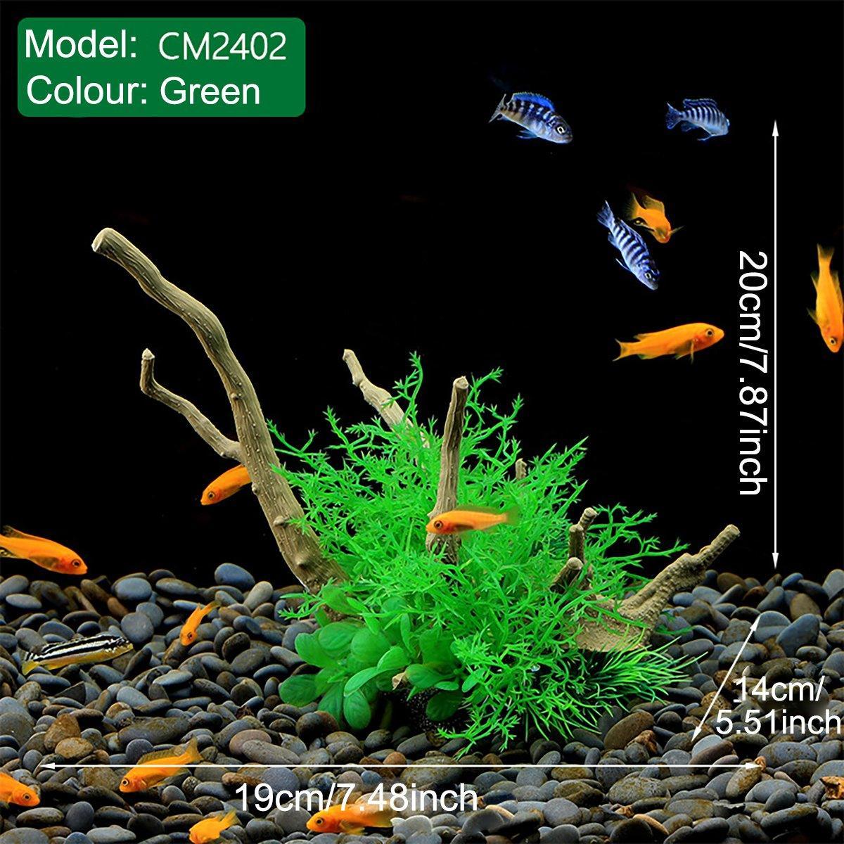 Aquarium Decoration Set with Artificial Wood and Plants - CM2503-Dark Red - view 14