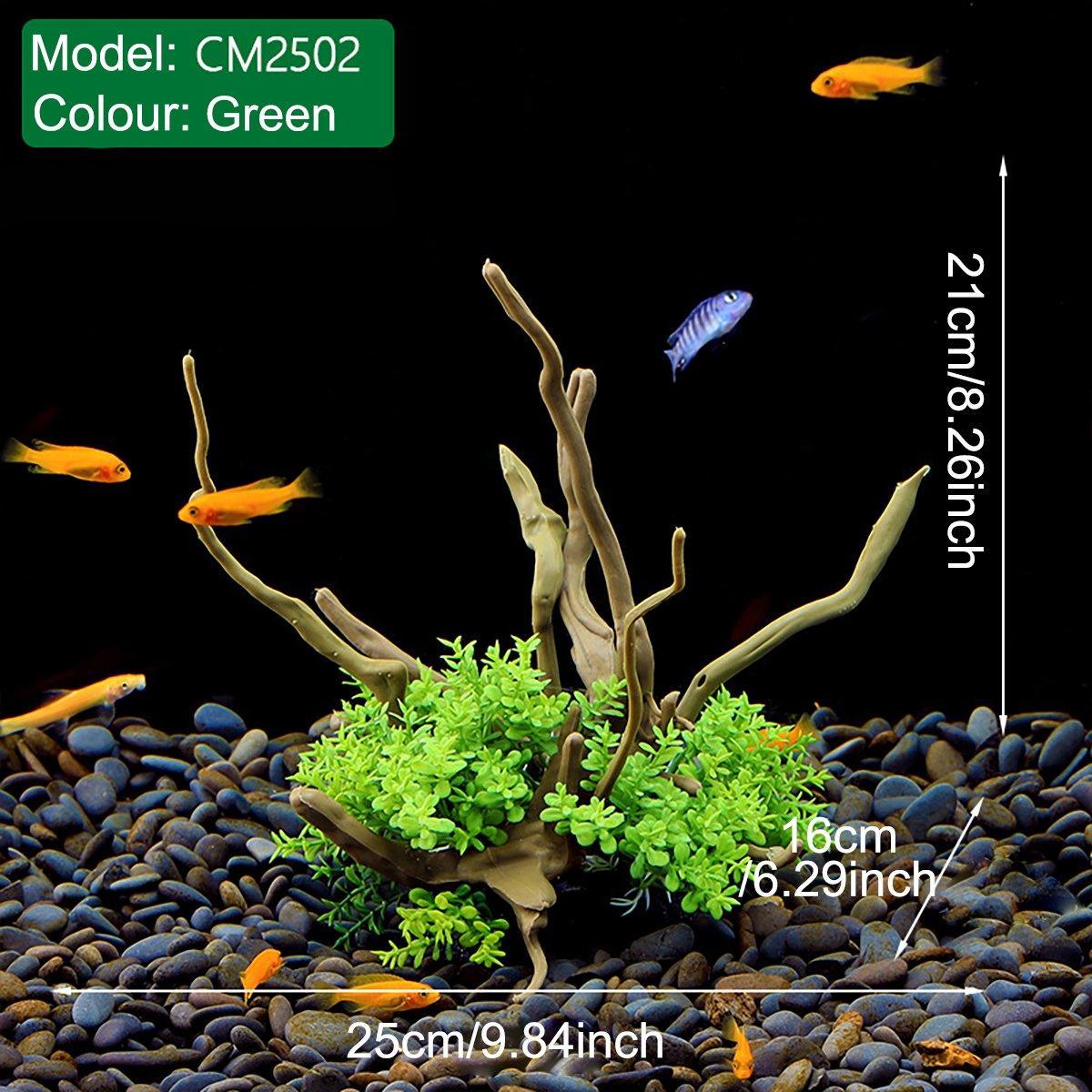 Aquarium Decoration Set with Artificial Wood and Plants - CM2503-Dark Red - view 19