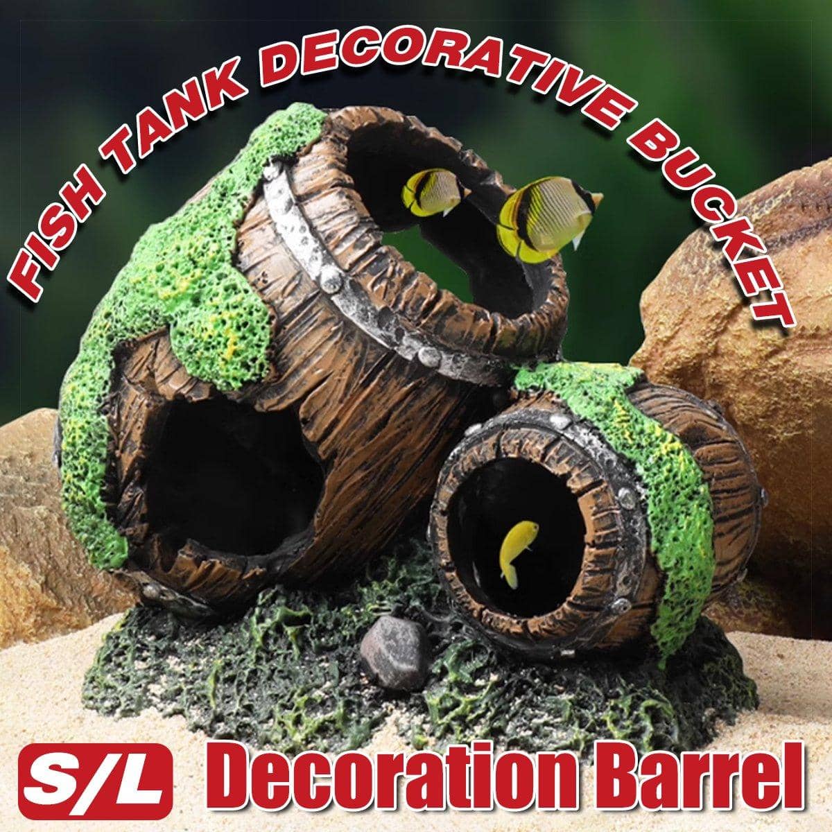 Aquarium Wine Barrel Hideout Decoration, Resin - Small (11.5 x 6.5 x 8.5 cm) - view 2
