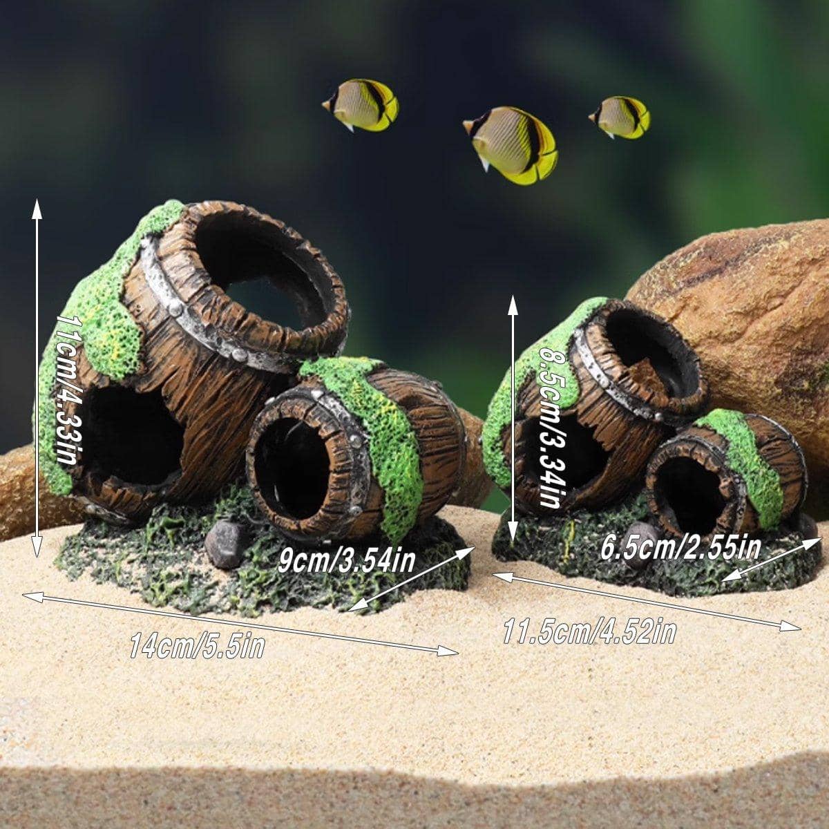Aquarium Wine Barrel Hideout Decoration, Resin - Small (11.5 x 6.5 x 8.5 cm) - view 4