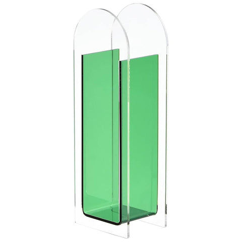 Arch Shaped Acrylic Flower Vase - Clear and Green
