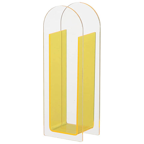 Arch Shaped Acrylic Flower Vase - Clear and Yellow