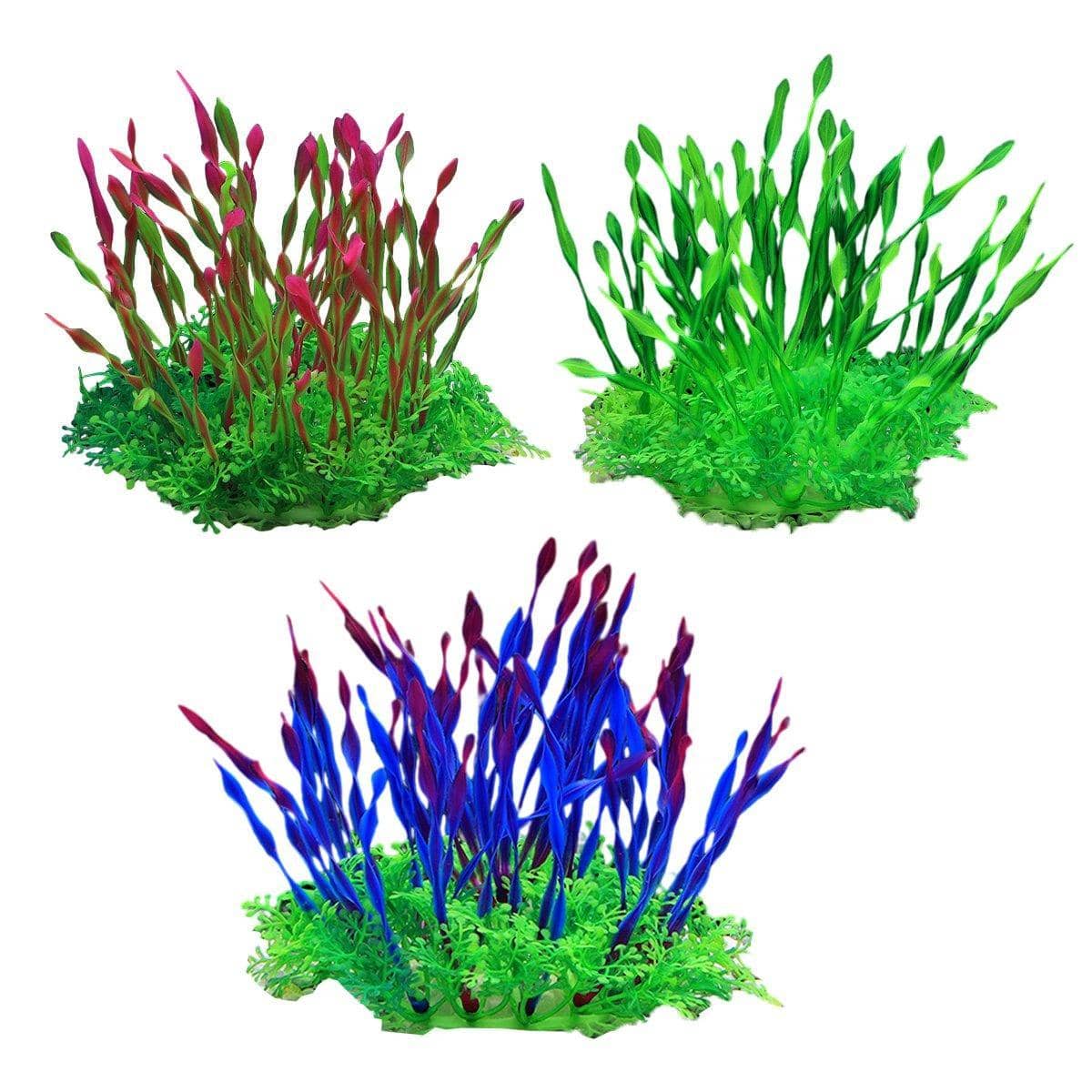 Artificial Aquarium Plants for Fish Tank Decoration - Style 04, Pack of 3
