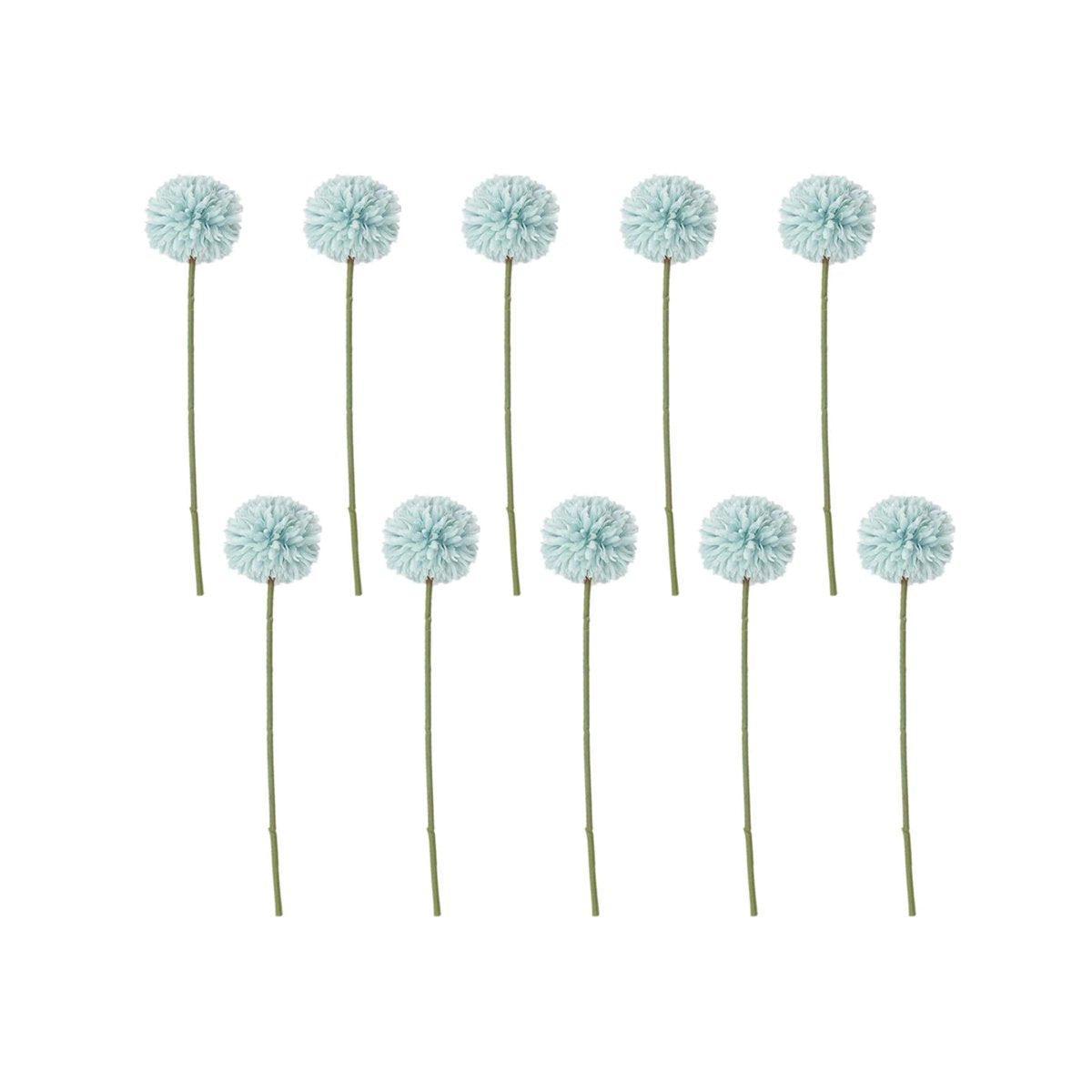 Artificial Dandelion Flowers, Set of 10 - Light Blue