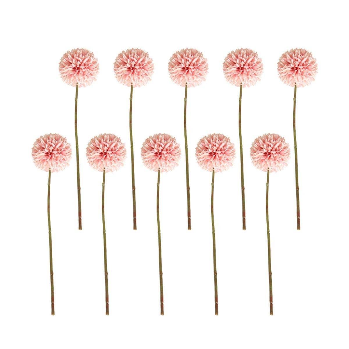 Artificial Dandelion Flowers, Set of 10 - Pink