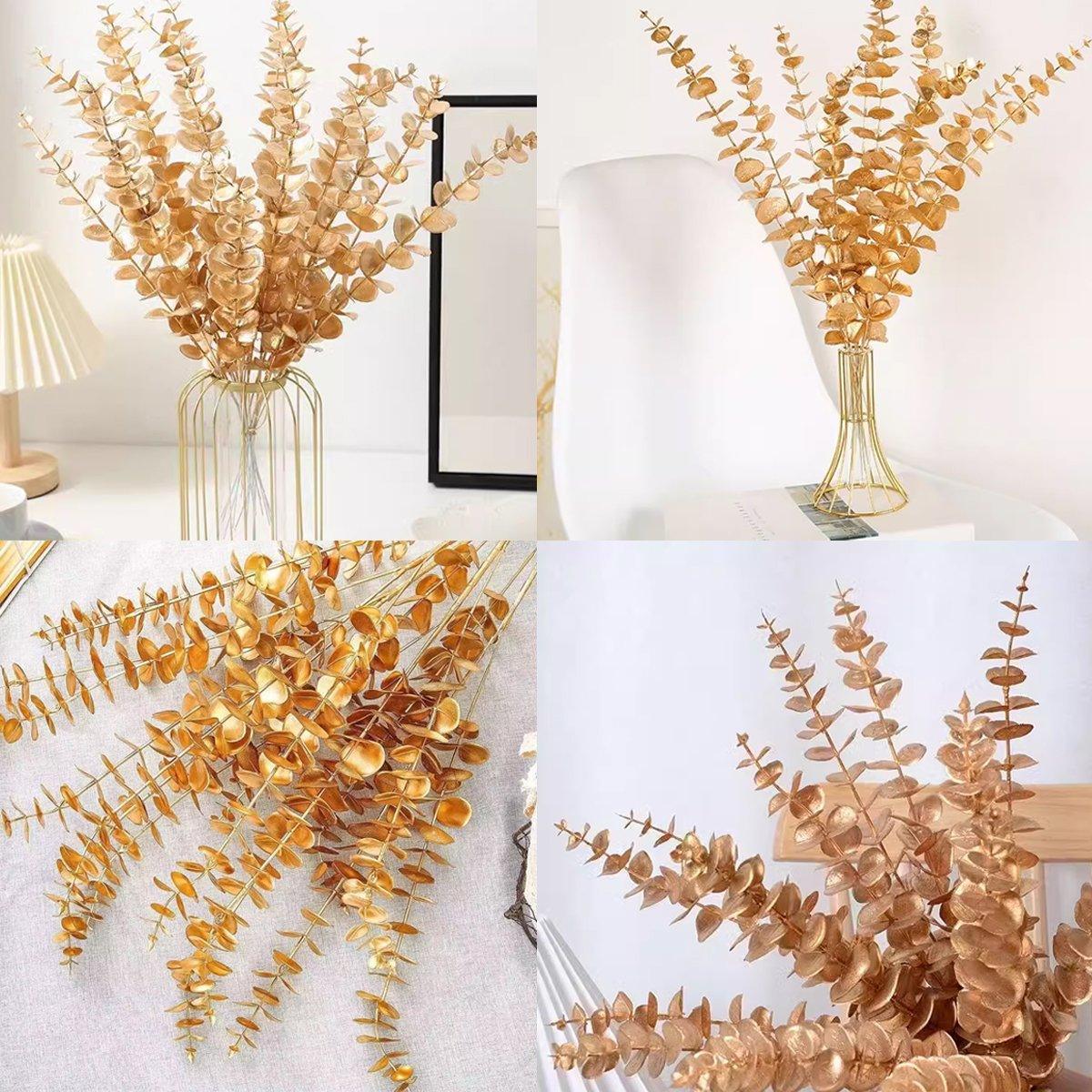 Artificial Eucalyptus Branches 38 cm Pack of 20 - Gold - view 13