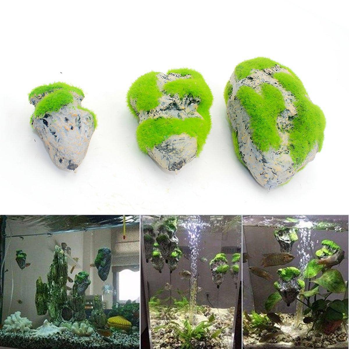 Artificial Floating Stone with Moss Aquarium Decoration - Large (19 x 13 cm) - view 5