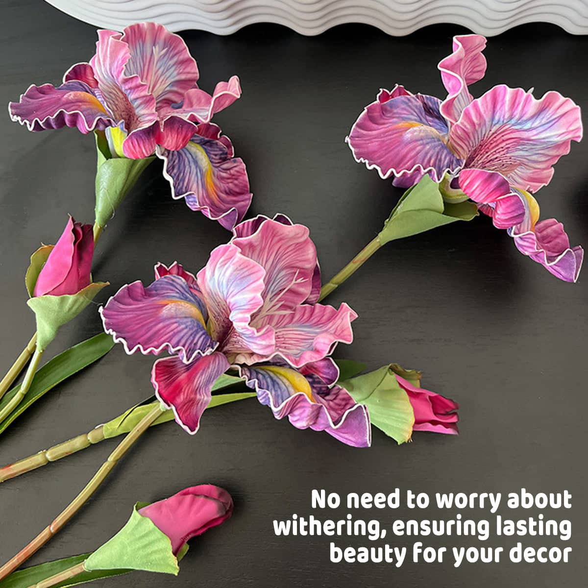 Artificial Iris Flowers PU Material for Home Wedding Party Decor, Pack of 6 - view 4