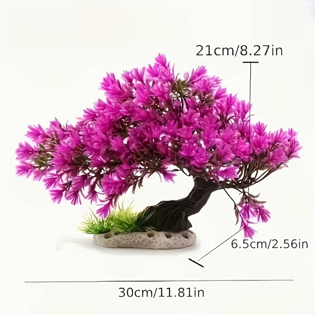 Artificial Pink Azalea Tree Aquarium Ornament Fish Tank Decoration - view 3