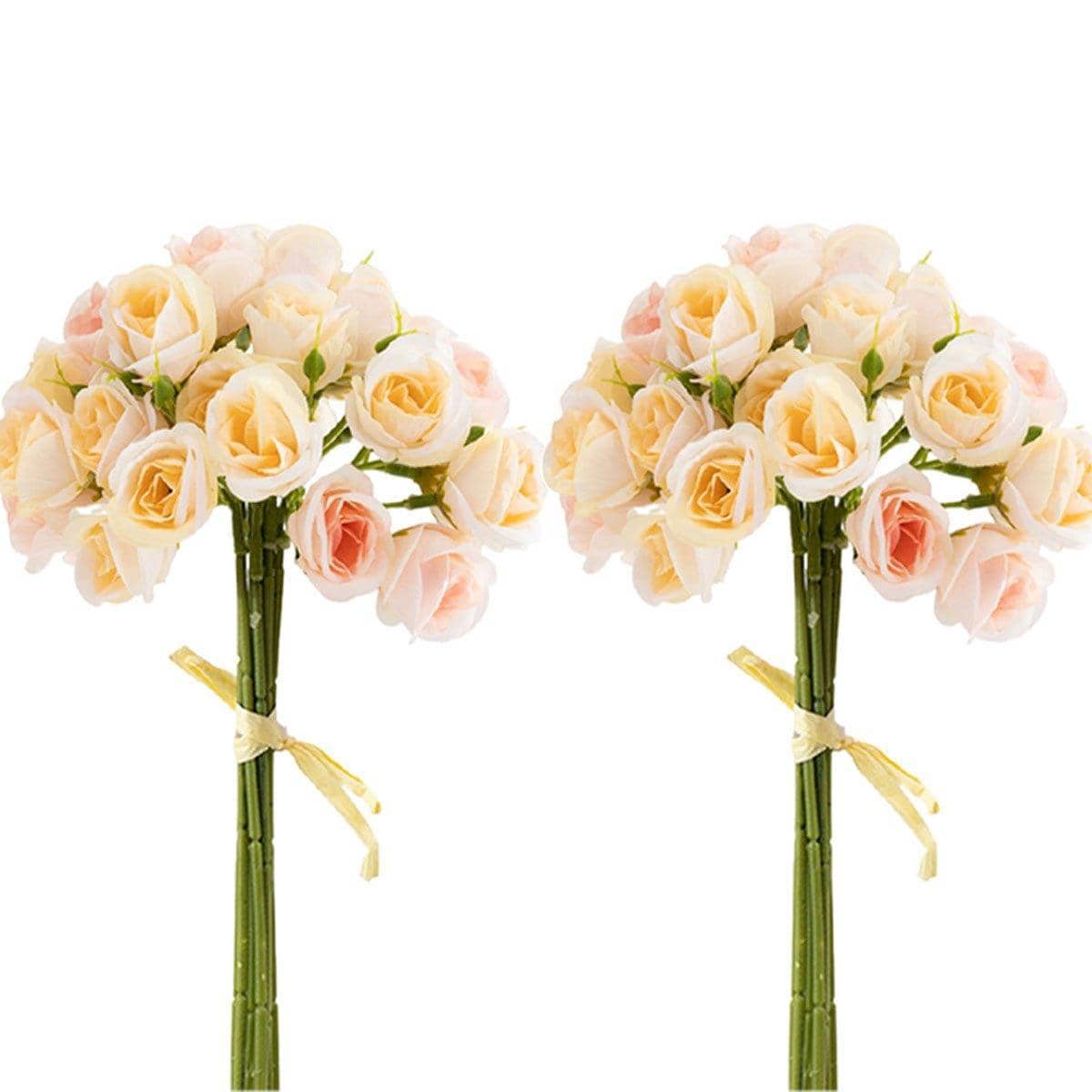 Artificial Rose Bouquets for Home and Weddings - Champagne, Pack of 2