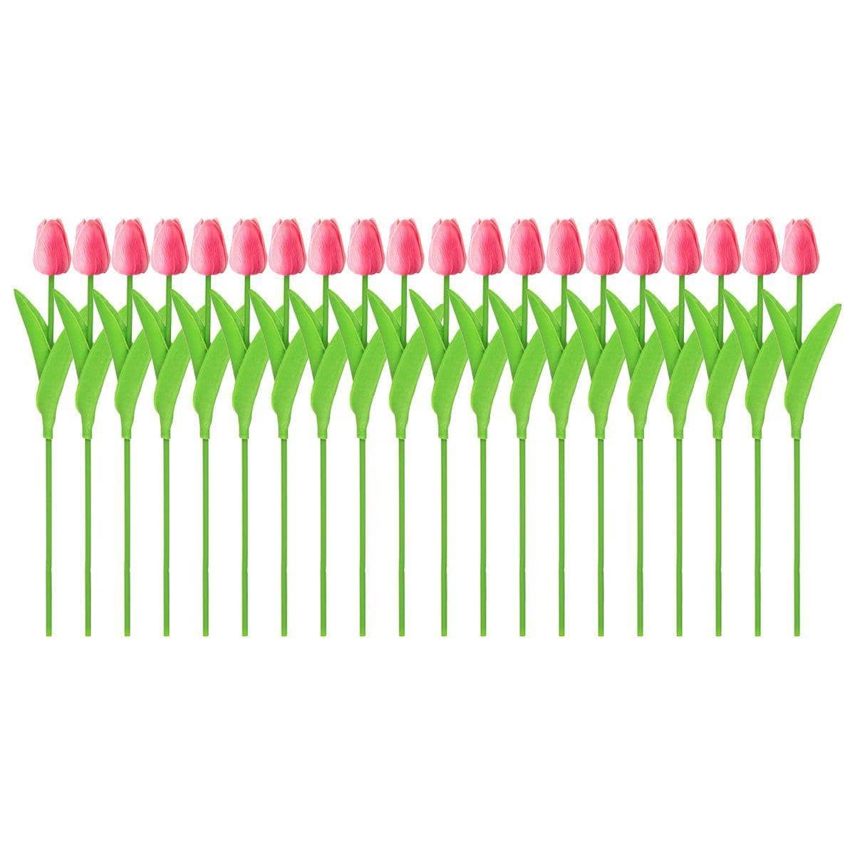 Artificial Tulips with Flexible Stems, 33 cm, Pack of 20 - Pink