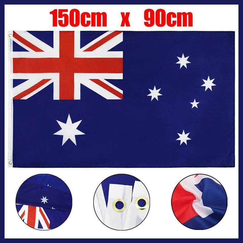 Australian Flag in Polyester with Brass Grommets, Large 90 x 150 cm