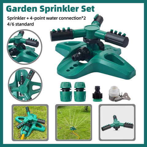 Automatic 360 Degree Rotating Lawn Sprinkler with 12 Nozzles and Hose Connectors