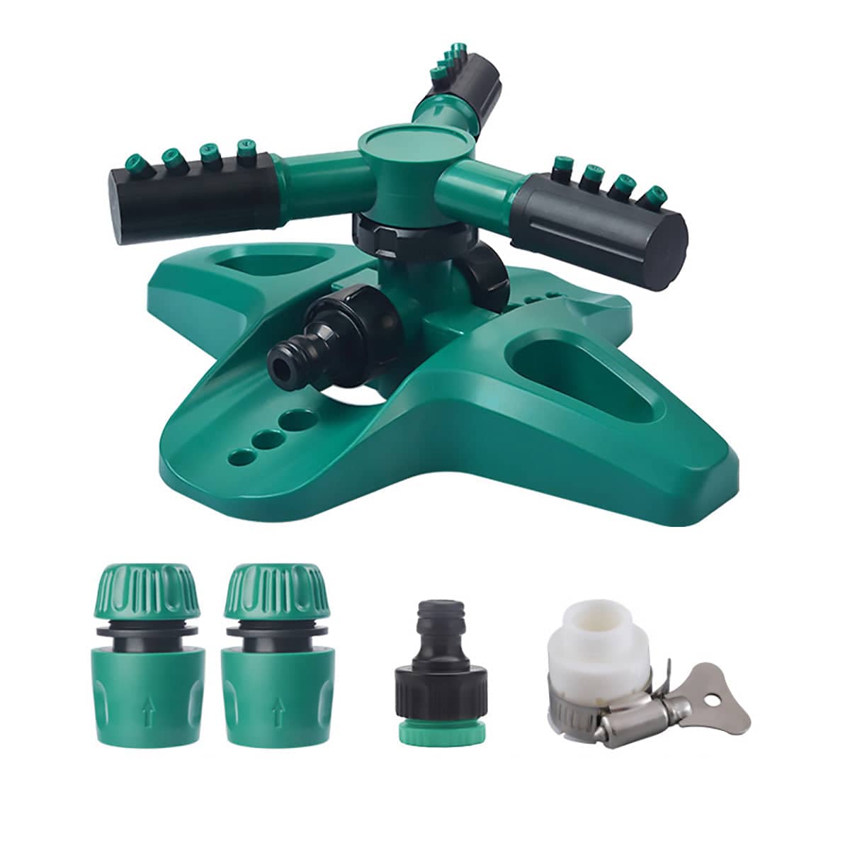 Automatic 360 Degree Rotating Lawn Sprinkler with 12 Nozzles and Hose Connectors - view 2