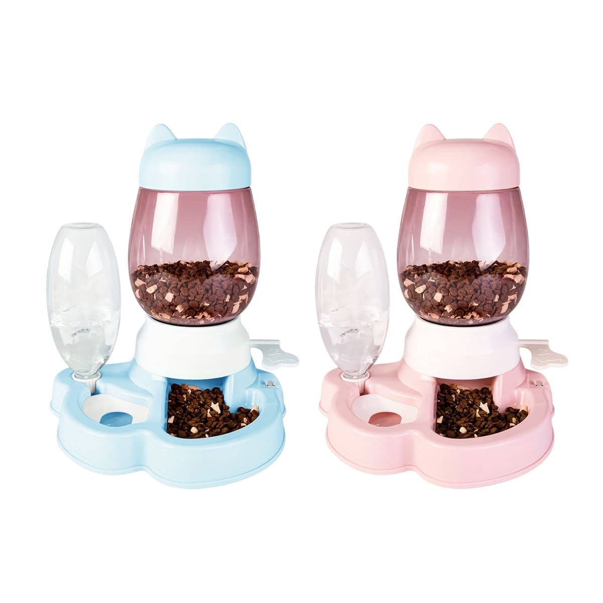 Automatic Cat and Dog Feeder and Water Dispenser Set, Large Capacity, Pink - view 3