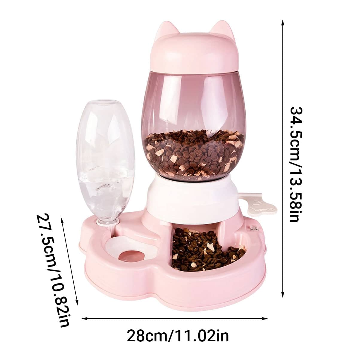 Automatic Cat and Dog Feeder and Water Dispenser Set, Large Capacity, Pink - view 4