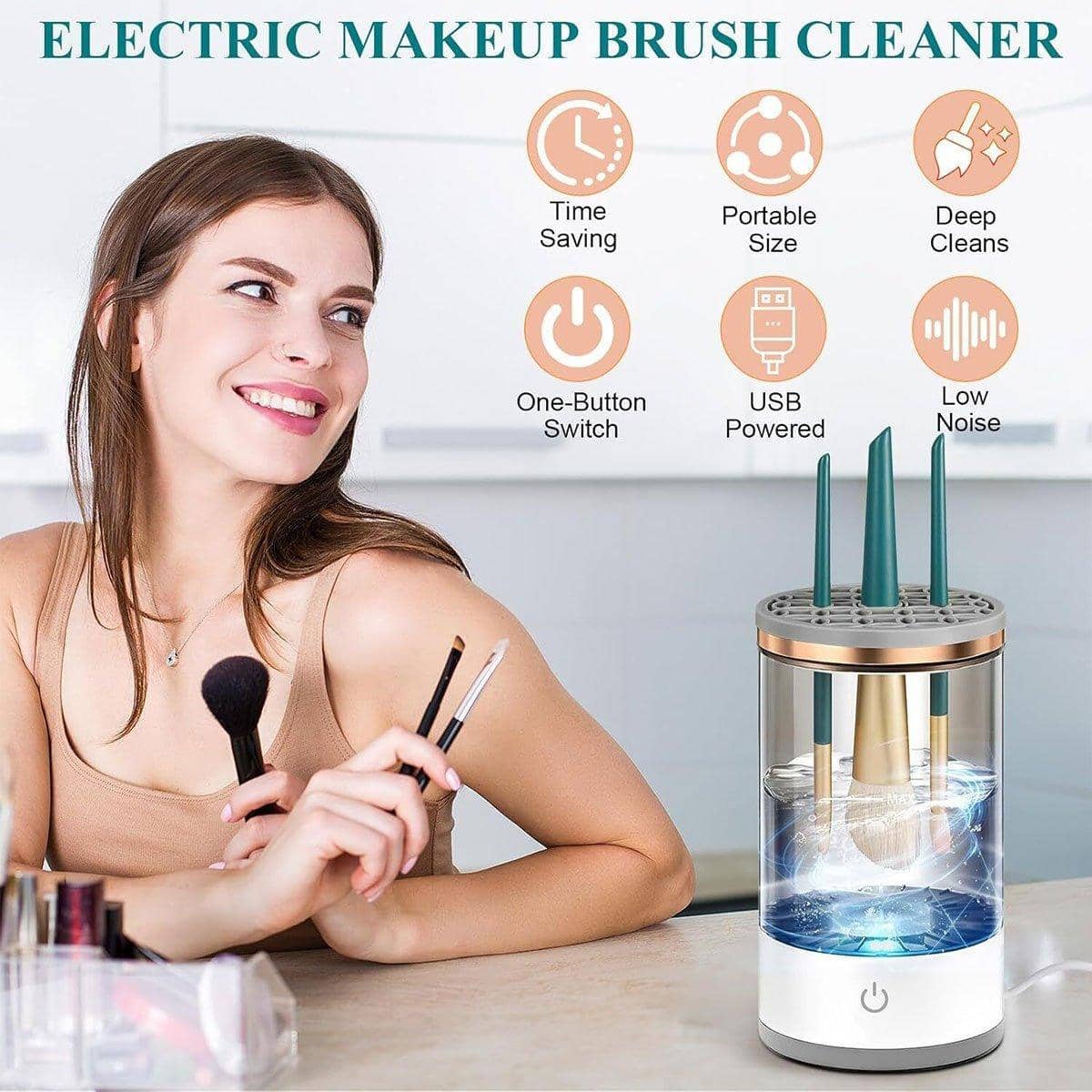 Automatic Makeup Brush Cleaner and Dryer, USB Powered Electric Brush Cleaning Machine Kit - view 5