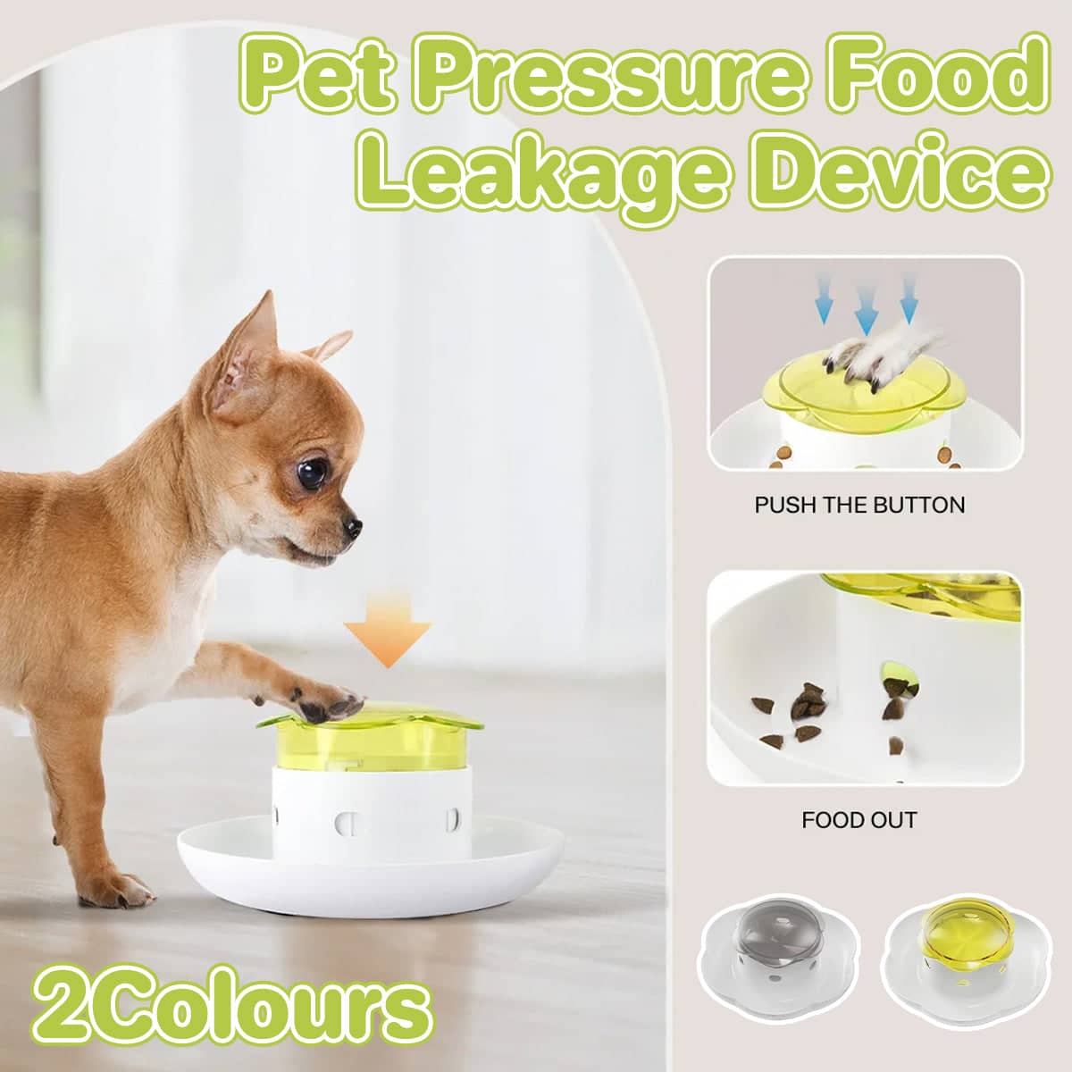 Automatic Pet Food Dispenser Feeding Bowl for Dogs and Cats - Yellow - view 2