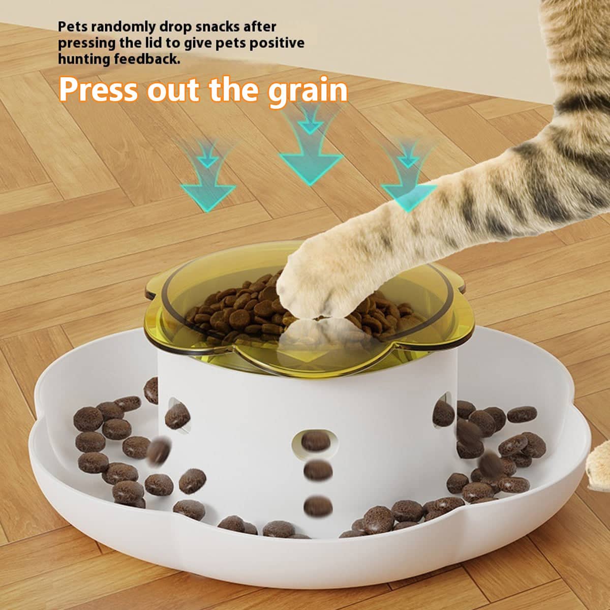 Automatic Pet Food Dispenser Feeding Bowl for Dogs and Cats - Yellow - view 5
