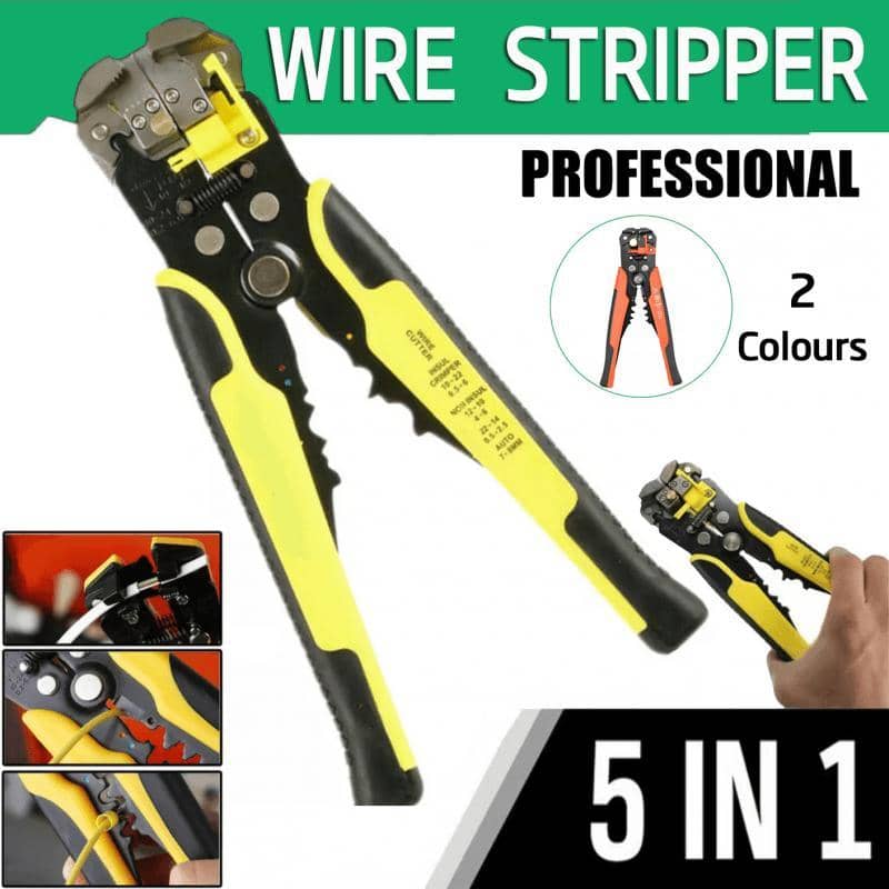 Automatic Wire Cutter Stripper Pliers Electrical Cable Crimper Terminal Tool - Yellow - view 2