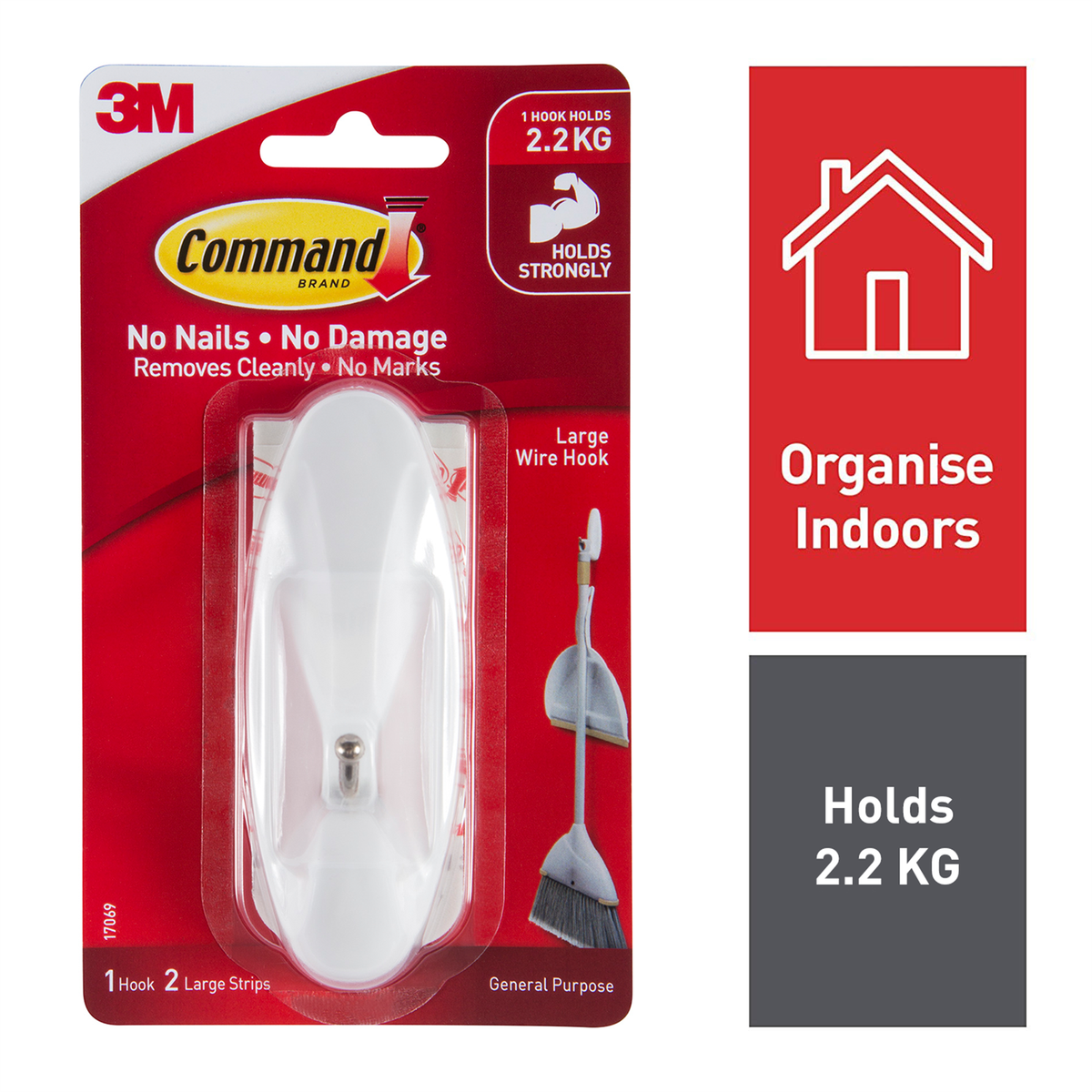 Command Large White Adhesive Wire Hook, Damage-Free - 1 Pack