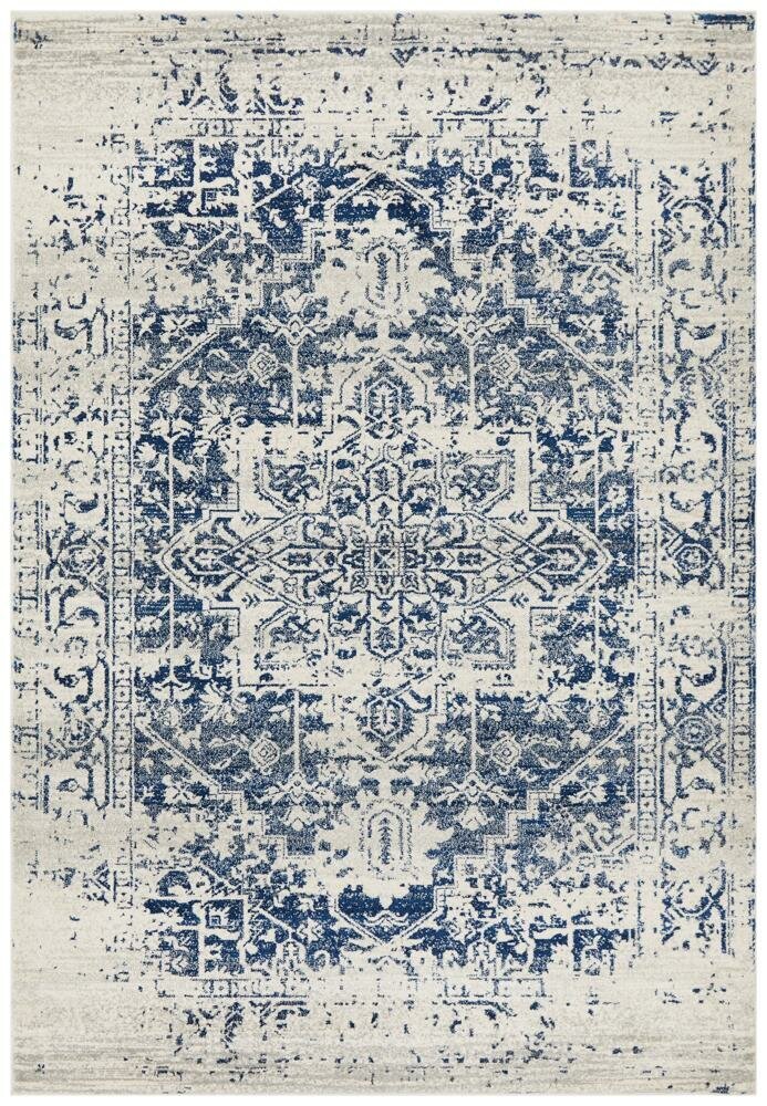 Rug Culture Evoke Large Power Loomed Rug 290x200cm - White Navy Polypropylene - Jute Weft - EVO253WNAV290X200