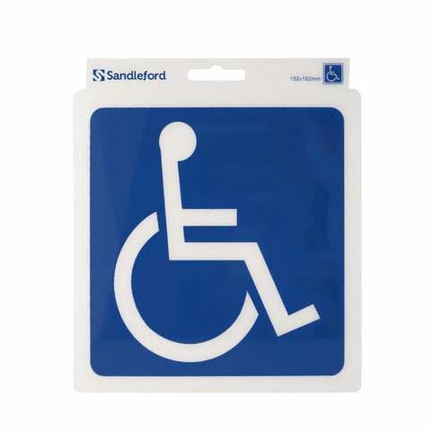 Sandleford 152 x 152mm Disabled Symbol Self Adhesive Sign, Gloss Weather Resistant Polycarbonate