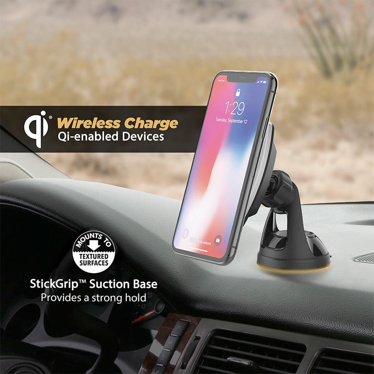 Scosche MagicMount Pro Charge Qi wireless charging dash and window phone mount - 10W - MPQ2WD-XTSP