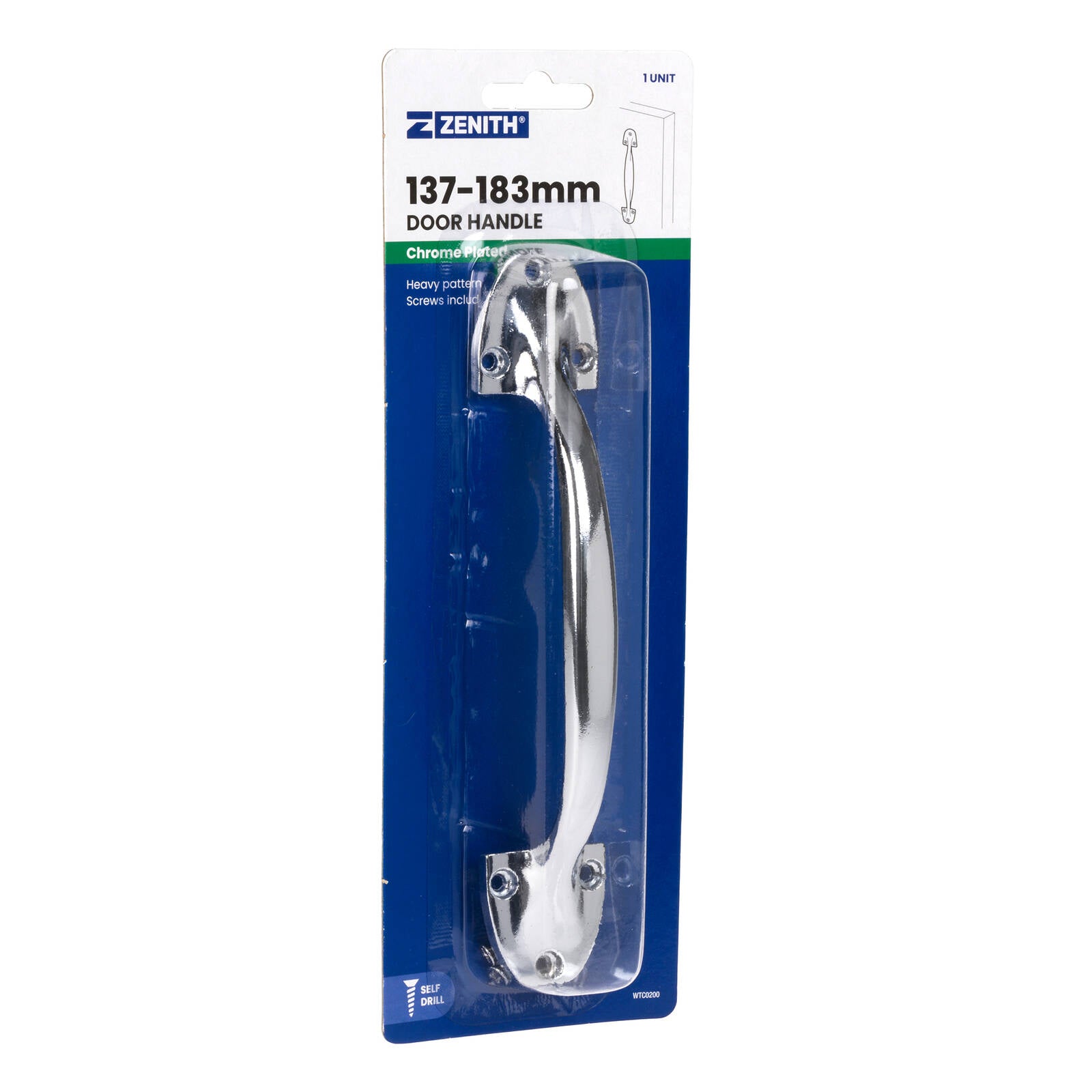 Zenith 137-183mm Polished Chrome Zinc Alloy Heavy Duty Door Handle