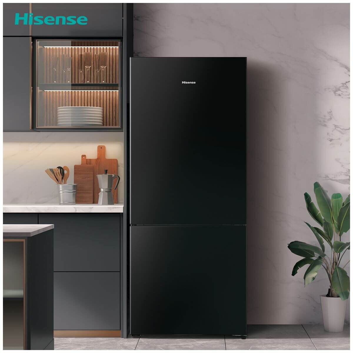 Hisense 417L Bottom Mount Fridge - Charcoal Finish, 4.5 Star Energy, Inverter Technology - HRBM419B