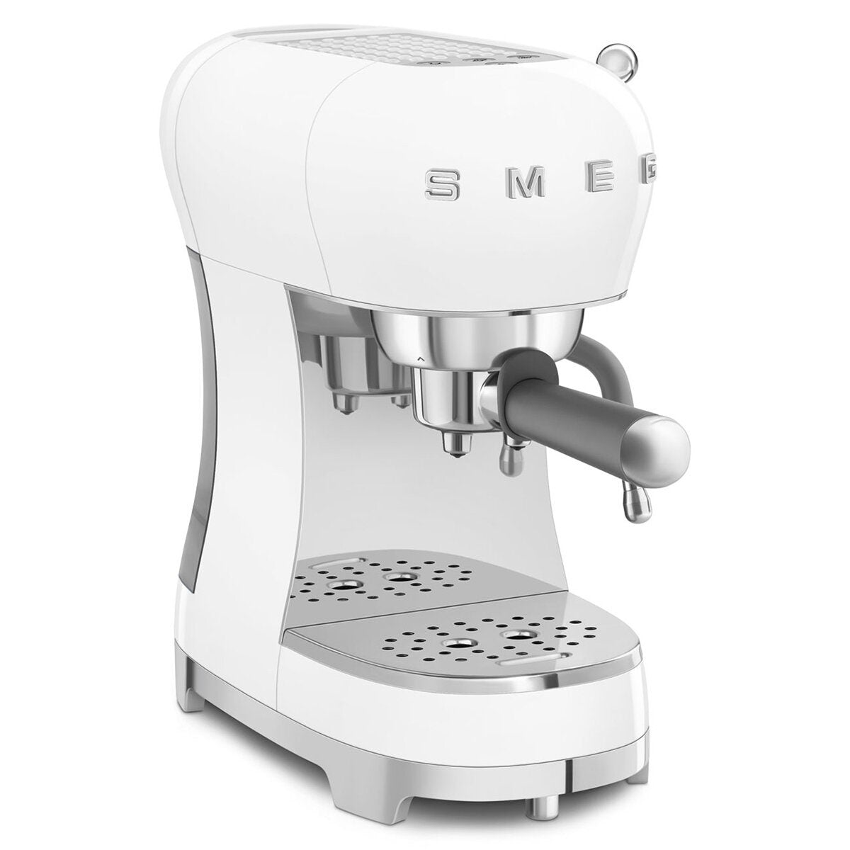 Smeg 50s Style Espresso Coffee Machine - 15 Bar, ThermoBlock, Steam Wand, White - ECF02WHAU