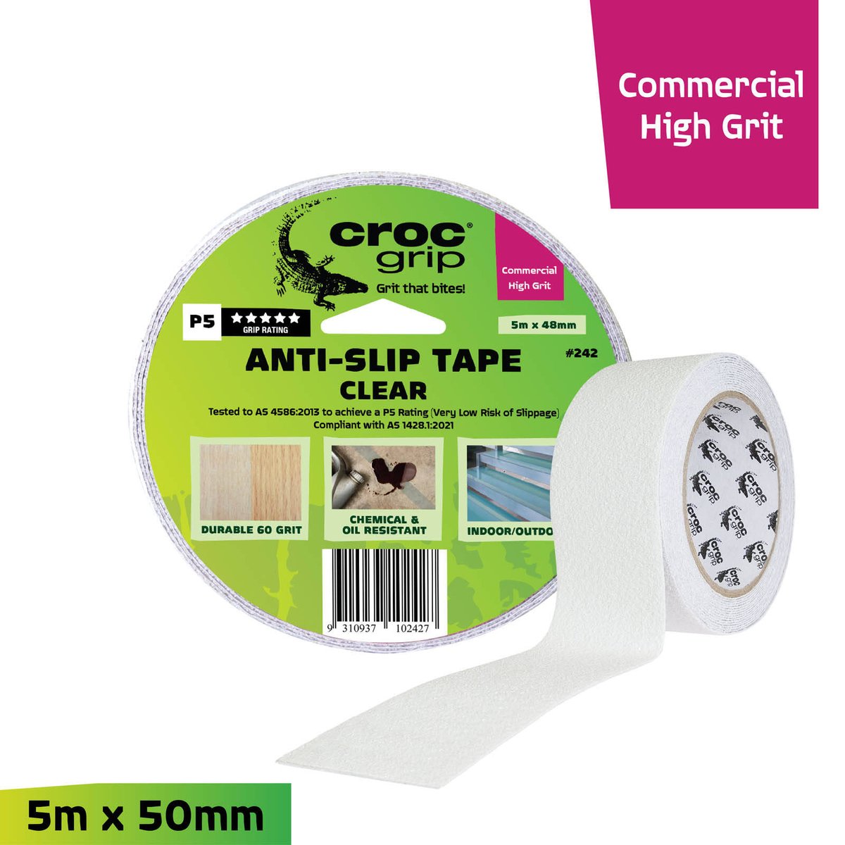 Croc Grip 5m x 50mm Clear Anti-Slip Tape