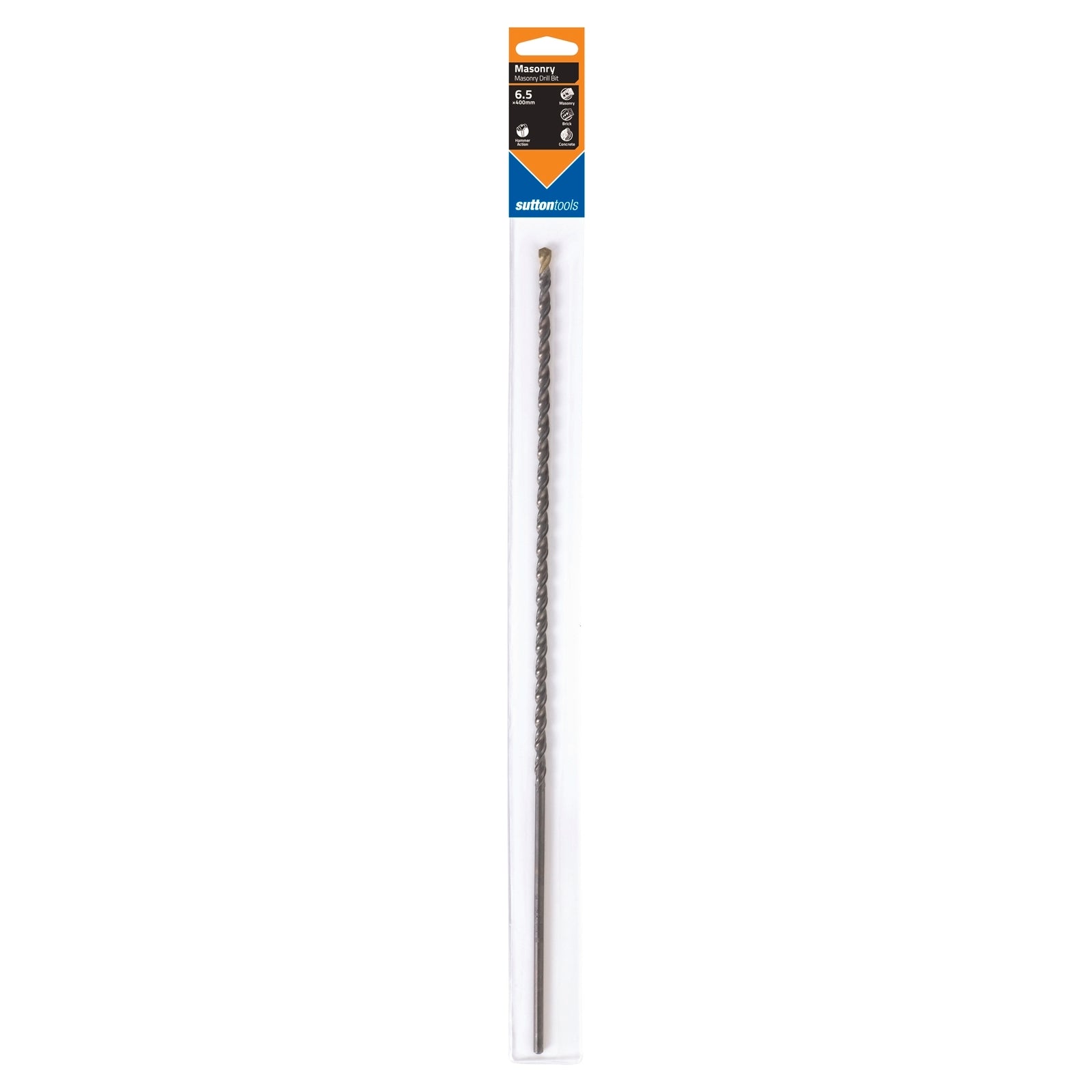 Sutton Tools 6.5 x 400mm DB TCT Masonry Drill Bit, Carbide Tip, Stone, Brick & Concrete