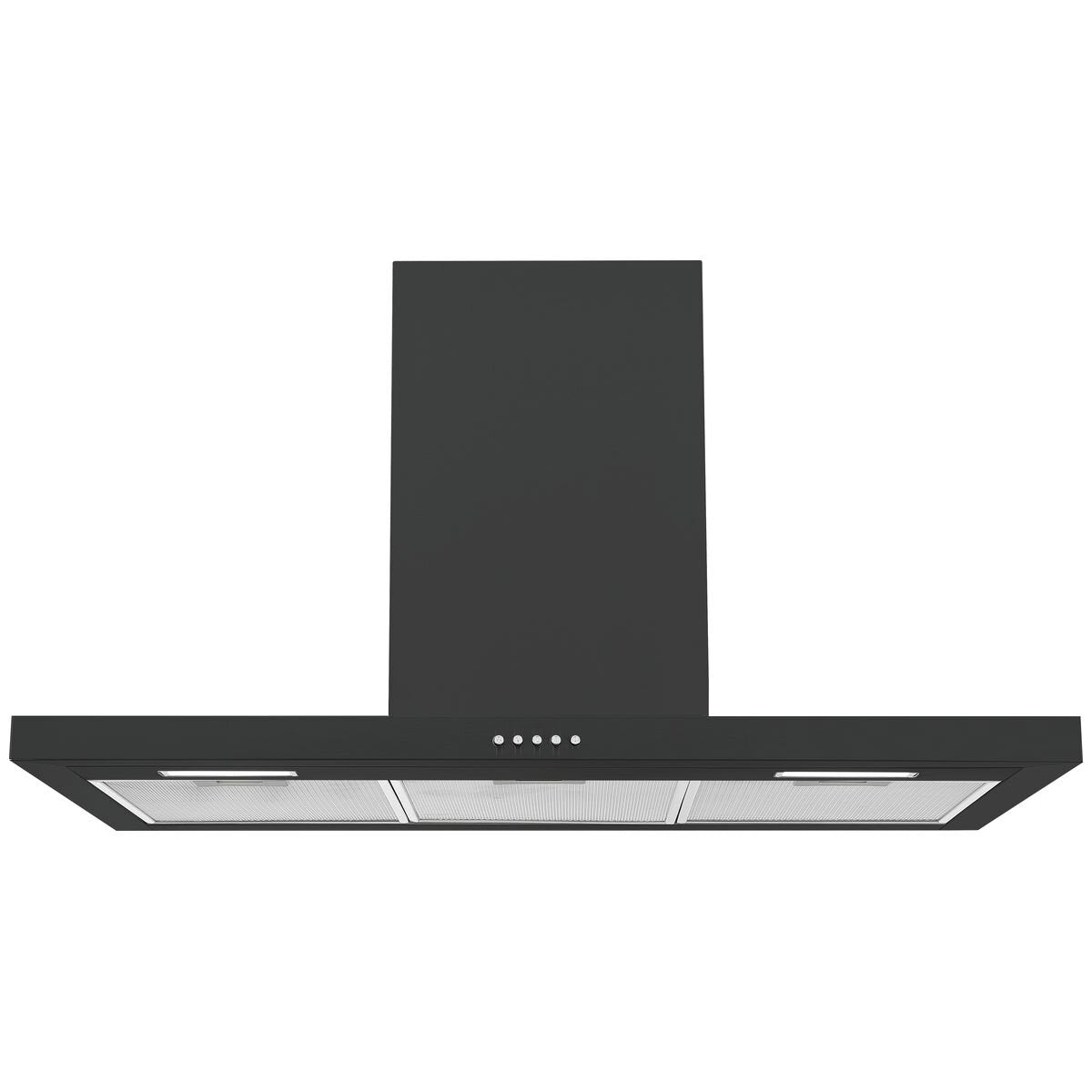 Haier 90cm black canopy rangehood - 700m³/h extraction, 3 fan speeds, dishwasher-safe mesh filters - HC90BLB1