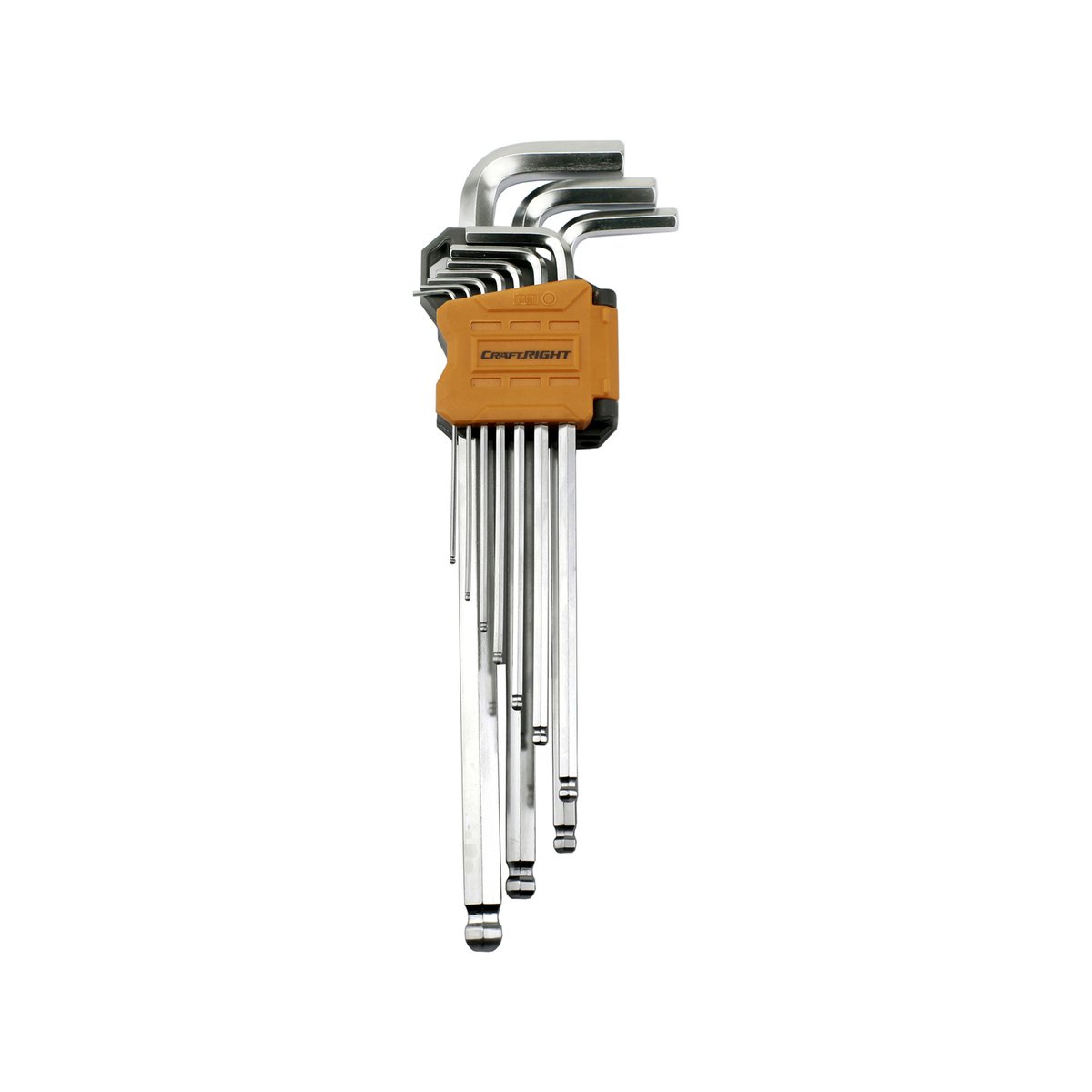 Craftright 10 Piece Extra Long Metric Hex Key Set, Ball End CR-V Steel, with Case
