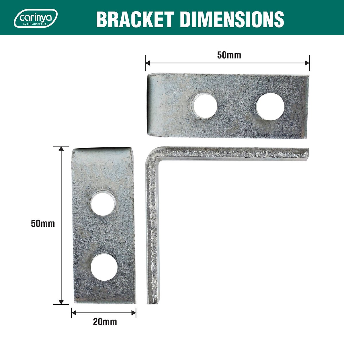 Carinya 50 x 50mm Zinc Plated Steel Angle Bracket - 100kg Capacity