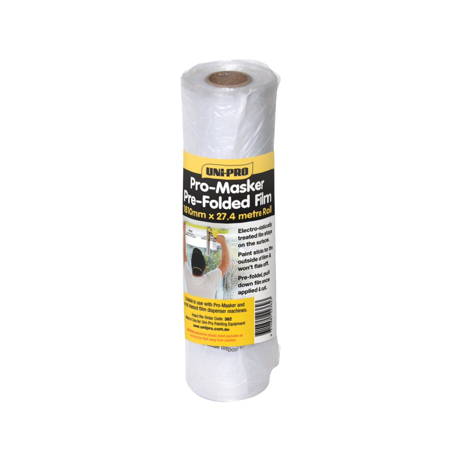 UNi-PRO Pre Folded Masking Film 1810mm x 27.4m Plastic Dispenser Refill