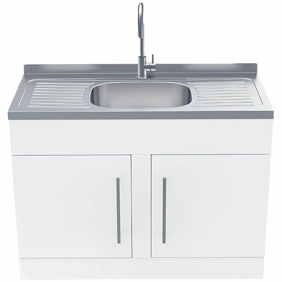 Robinhood laundry tub with cabinet - Double drainer, gooseneck spout, 5 star WELS rating - ST1200
