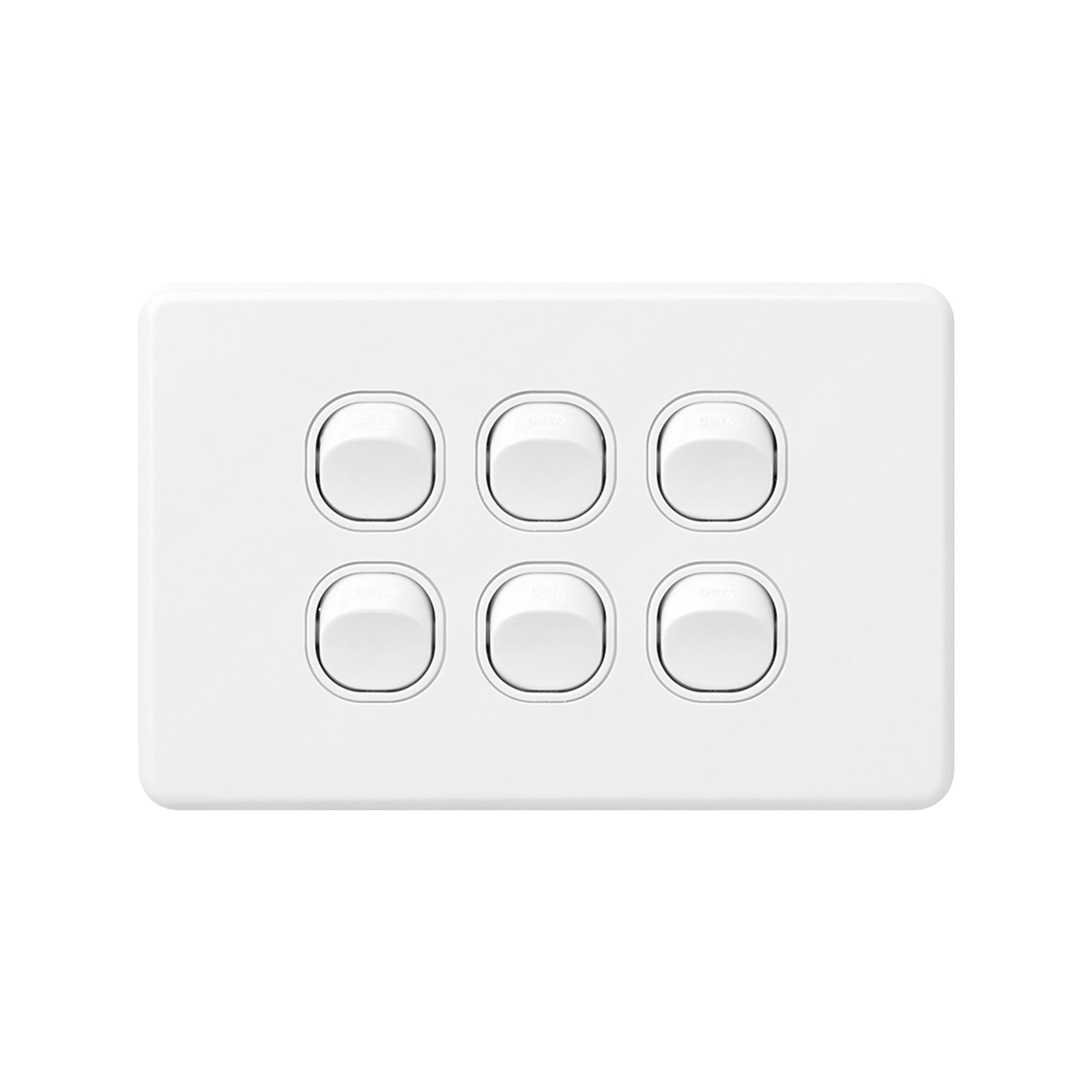DETA X6 Six Switch 6 Gang White Polycarbonate 10A 240V