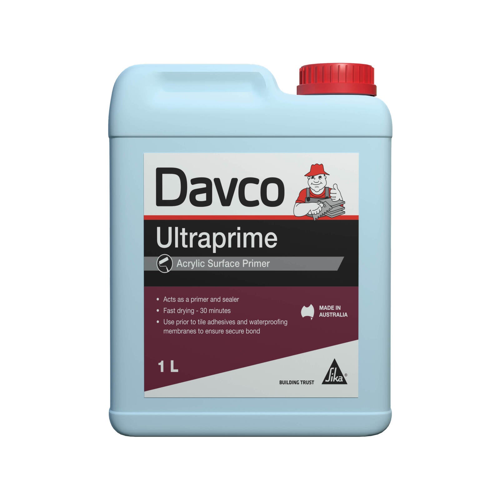 Davco Ultraprime 1L Surface Primer, Acrylic Liquid for Tile Adhesive & Waterproofing