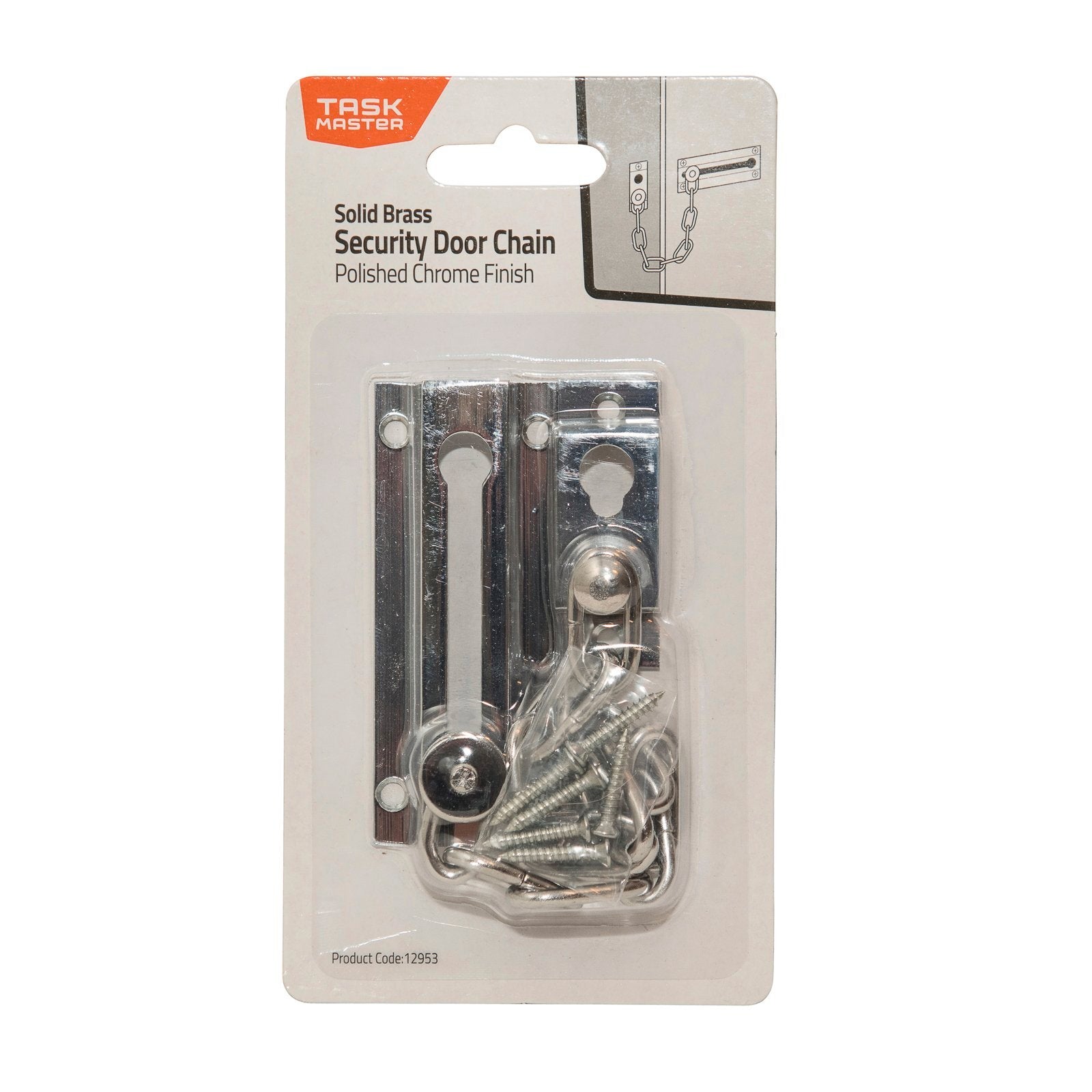 Taskmaster Chrome Plated Solid Brass Security Door Chain