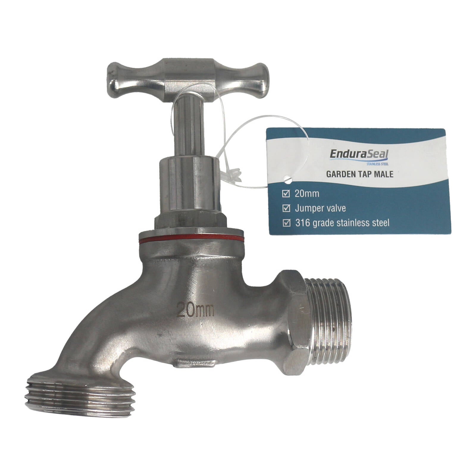 EnduraSeal 20mm 316 Grade Stainless Steel Male Garden Tap, Indoor & Outdoor