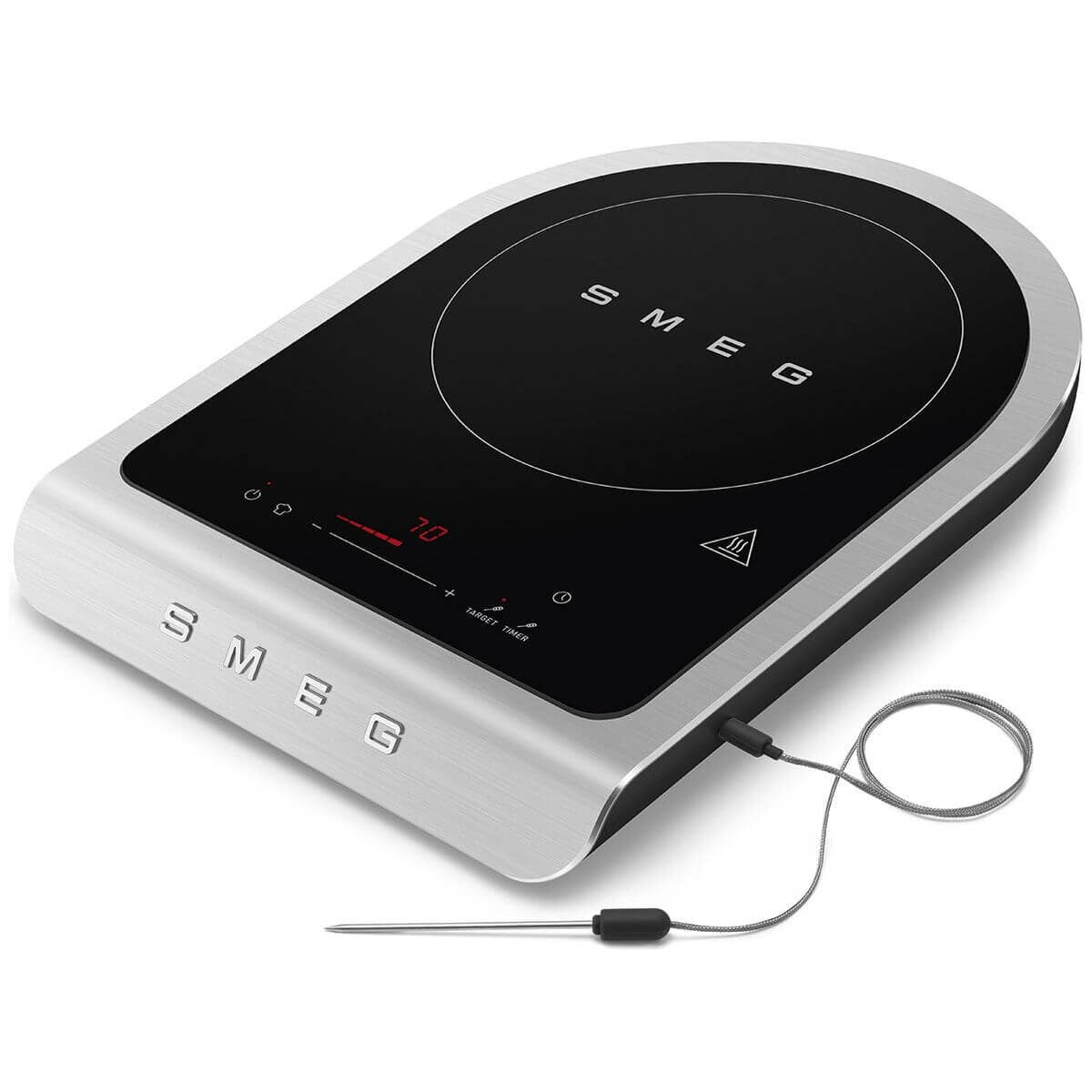 Smeg Portable Induction Hob - Temperature Probe, Nine Power Levels, Barbecue and Fry Programs - PIC01BLMAU