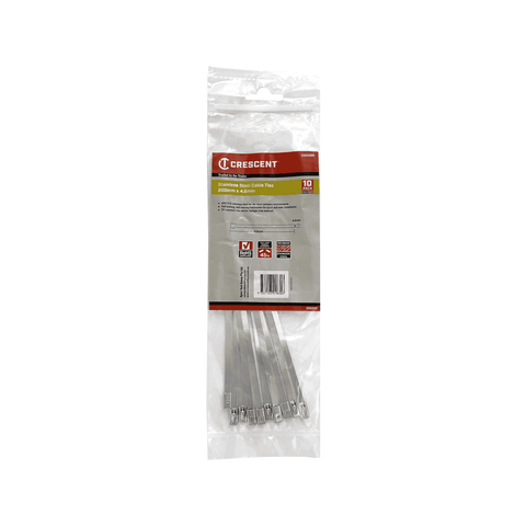 Crescent 200 X 4 6mm Stainless Steel Cable Ties 10 Pack - SuperSaverAU - view 1