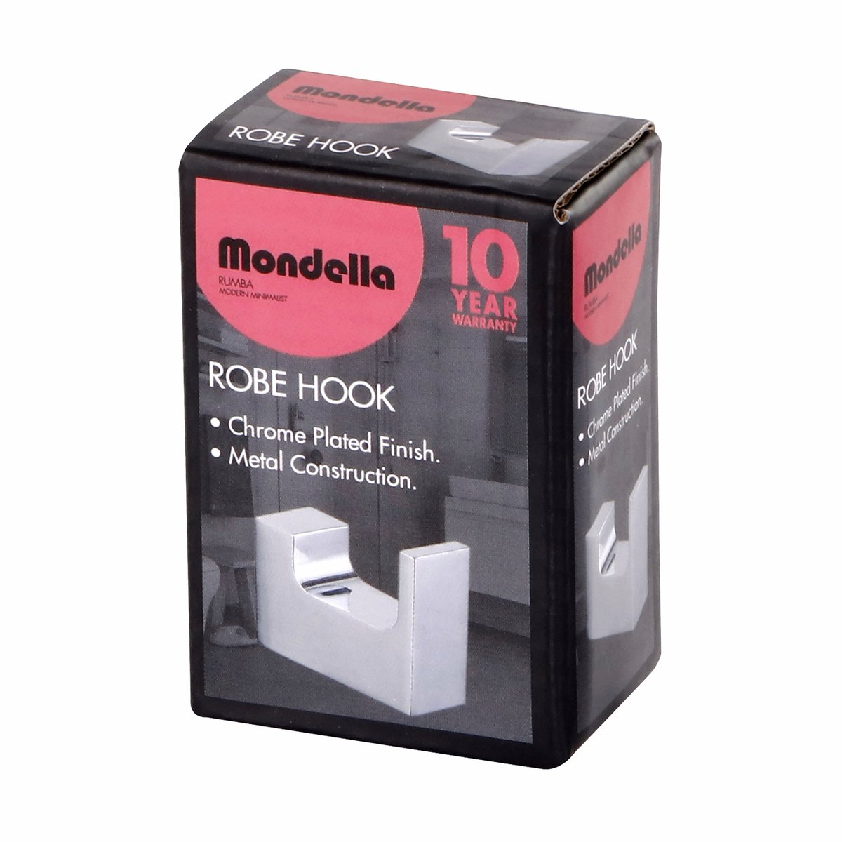 Mondella Chrome Rumba Robe Hook 50mm Metal Stylish Bathroom Accessory - SuperSaverAU - view 2