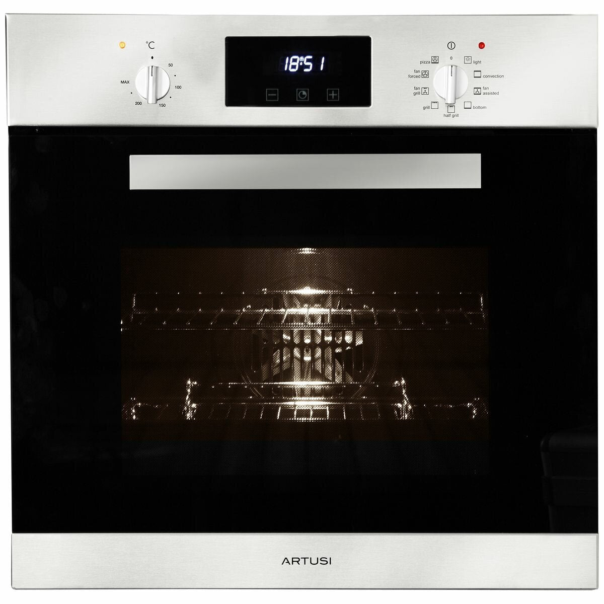 Artusi 60cm Maximus Series Electric Built-In Oven - 65L, Programmable Timer, Stainless Steel - AO651X