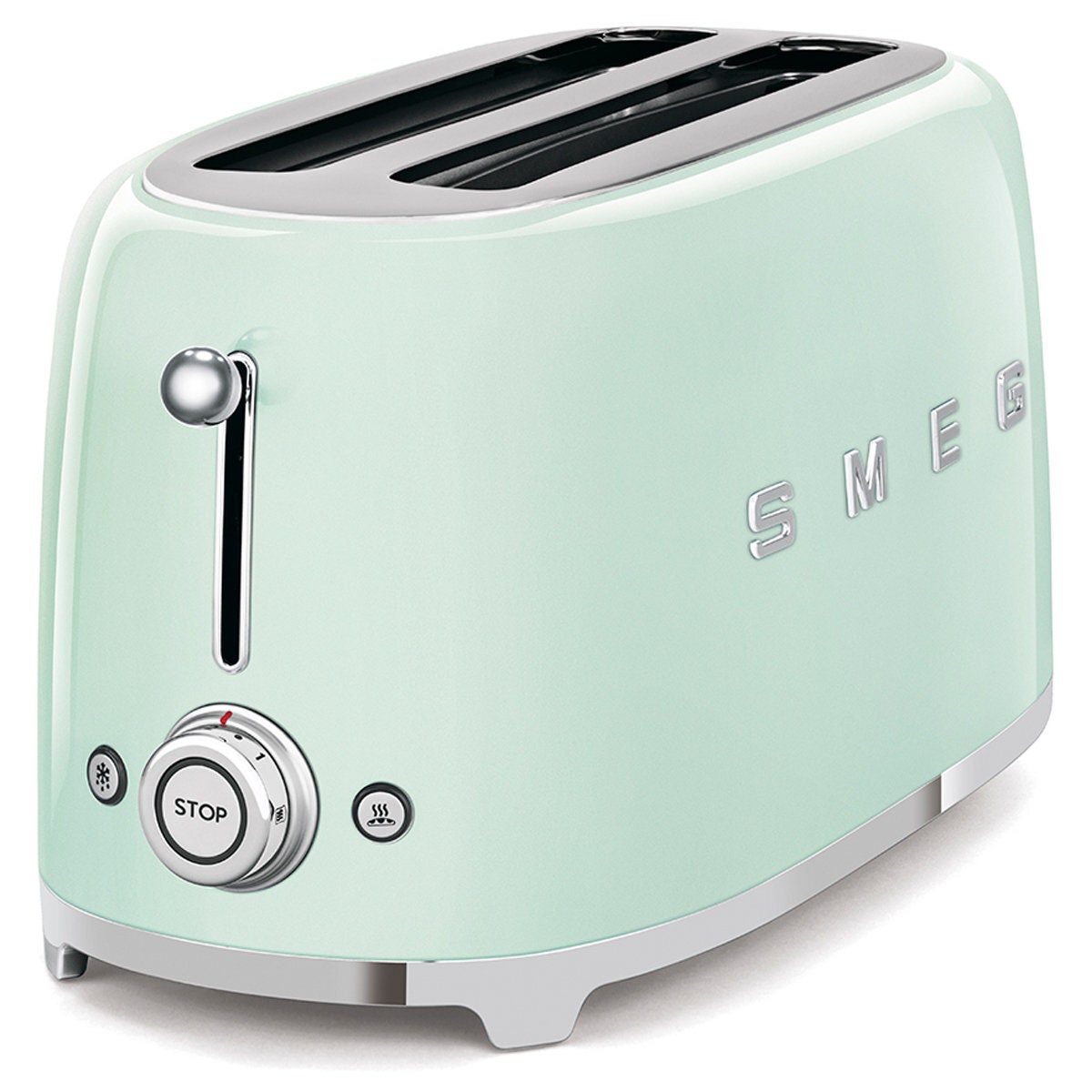 Smeg 50s Retro Style 4 Slice Toaster - Pastel Green, Six Browning Levels, Lit Buttons - TSF02PGAU