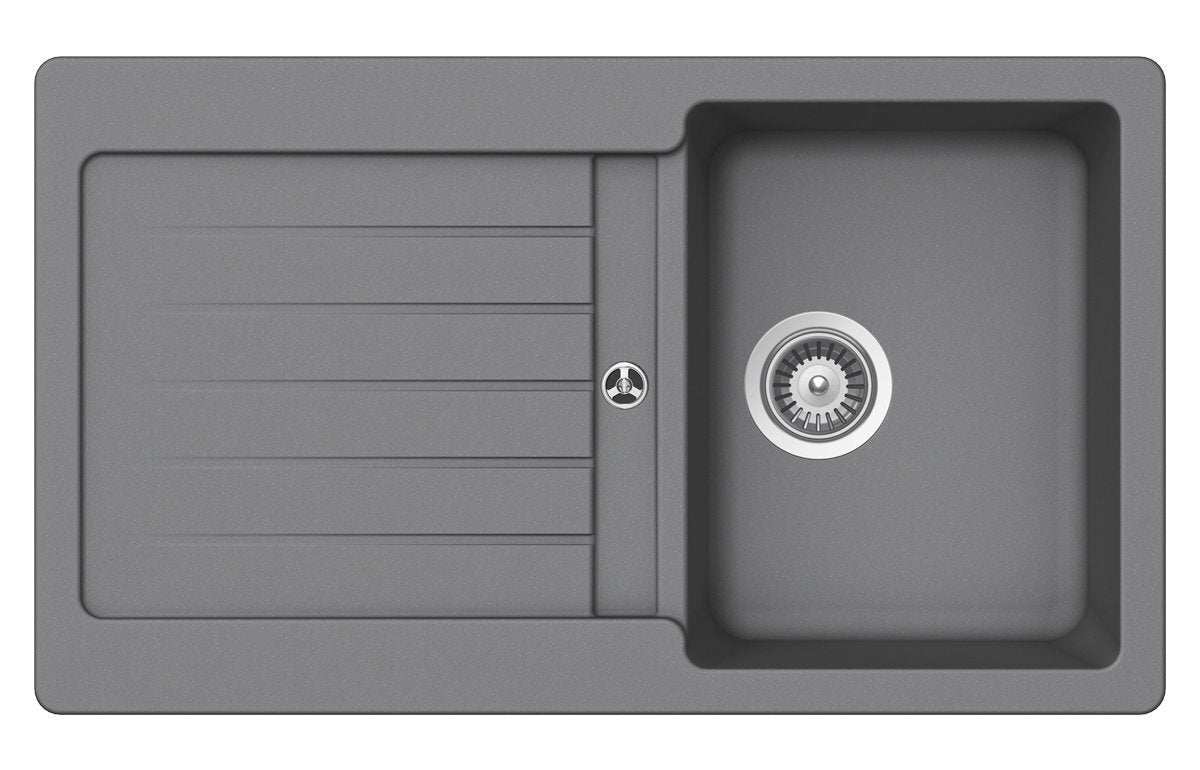 Abey Cristalite Plus single bowl topmount sink with left hand drainer - Croma finish - TD100CR